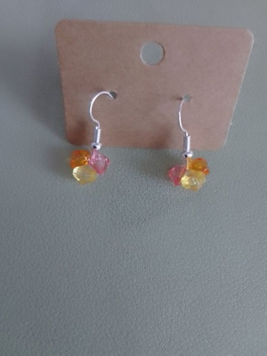 Steel earrings new with colorful coral, yellow and orange stones