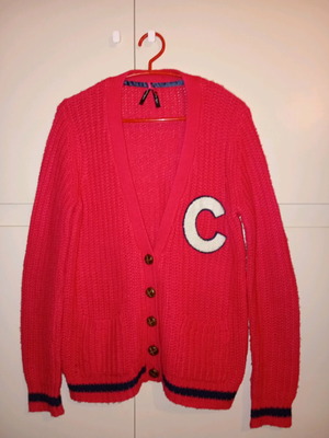 Atmosphere knitted cardigan used, pink fuchsia, size medium