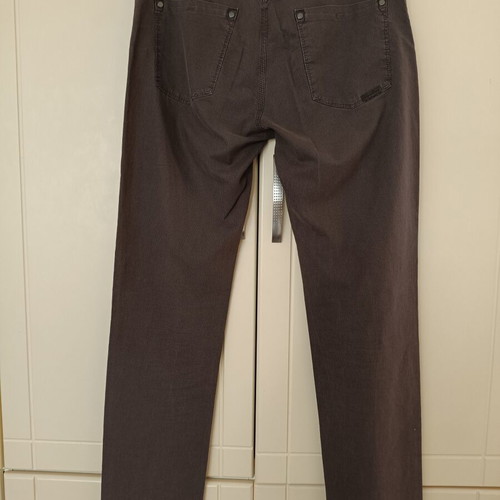 Trussardi men's brown jeans with embossed stripe, size EU 52