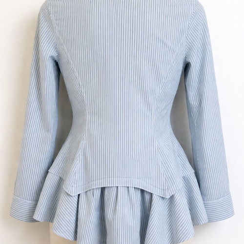 High by Claire Campbell striped ruffle shirt like new