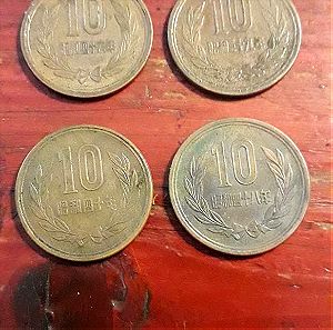 1951 Japan ,10 yen ,bronze,KEY DATE(4 COINS)