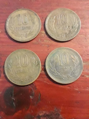 Νόμισμα 10 yen 1951 μεταχειρισμένο, μπρούντζινο, πακέτο 4 τεμαχίων
