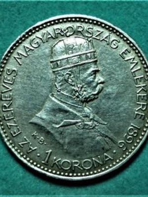 1 Korona 1896 I. Ferenc József Franz Joseph I - 1848/1867-1916 - Millennium