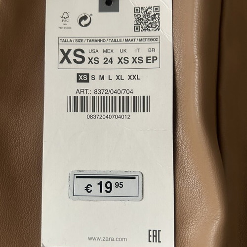 Zara leggings new, beige, size XS