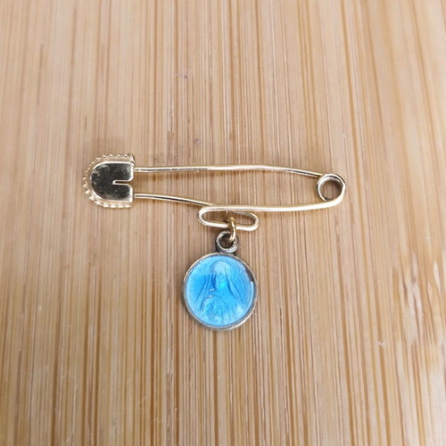 Panagitsa Amulet 14K Gold used with Blue Enamel