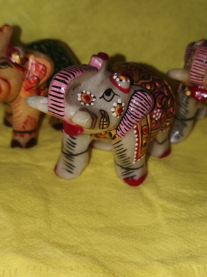 Set of 3 Handmade Marble Elephant Figurines New
