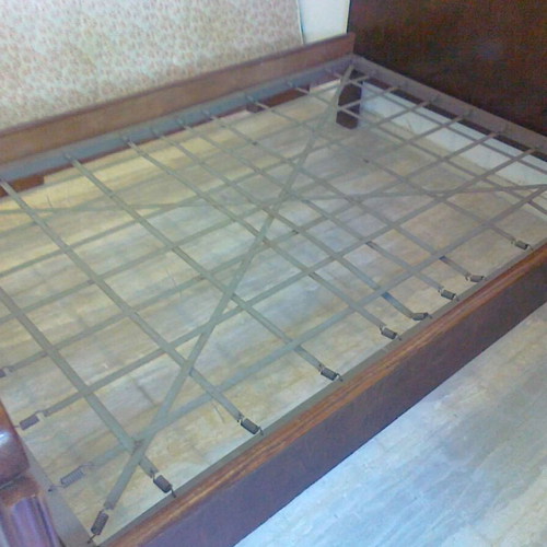 Walnut bed used 125cm width 2m length with mattress