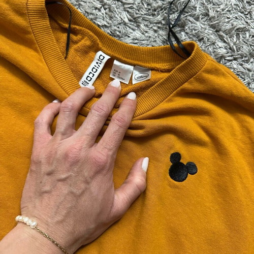 H&M Divided Women's Mustard Sweatshirt with Mickey Mouse Embroidery like new