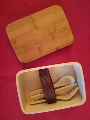 Δοχείο φαγητού με σετ μαχαίρι κουτάλι πιρούνι baboo καινούργιο