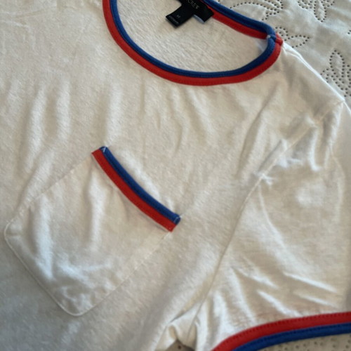 Jcrew women's t-shirt used, size M, white with blue and red details