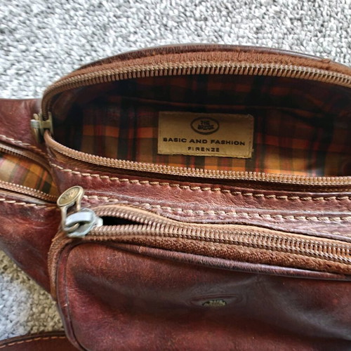 Leather waist bag brown worn