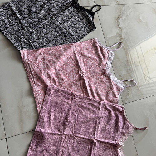 Set of 3 women's camisoles, pink and multicolour, size M-L