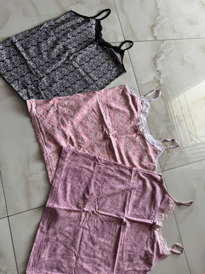 Set of 3 women's camisoles, pink and multicolour, size M-L