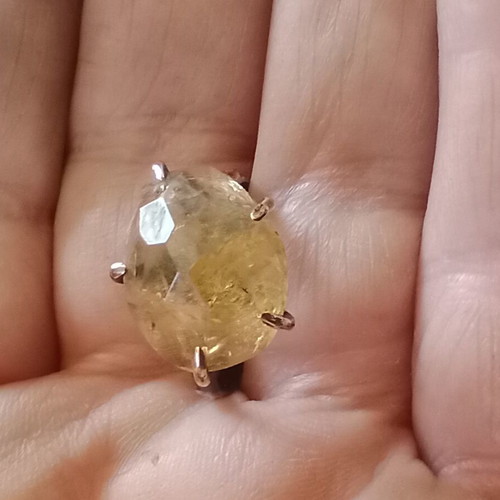 Ring 925 Silver handmade with citrine stone, like new, size 61