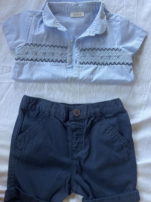 Formal set bodysuit shirt with shorts for baby boy 9-12 months like new