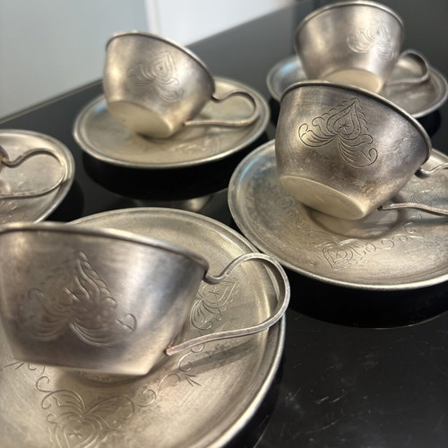Retro Soviet collectible coffee cups with saucers set of 5, like new, melchior USSR