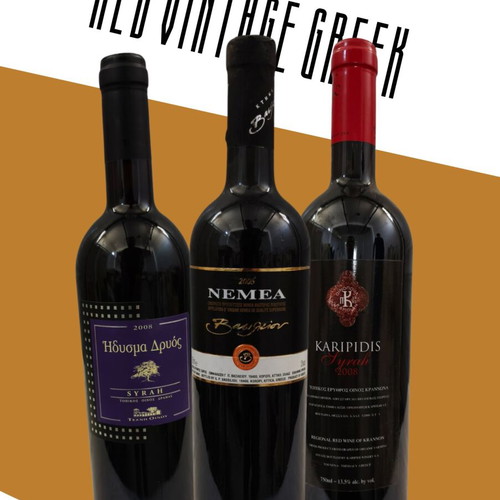 Vintage Greek red wines pack with Idysma Dryos, Nemea Vassiliou, Karipidis Syrah