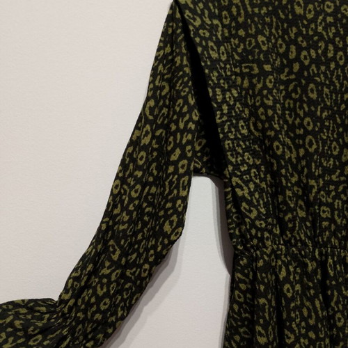 black and lime green dress Lime Green Two Tone Abstract Printed Collared Tiered Long Sleeve Dress –  SSYS