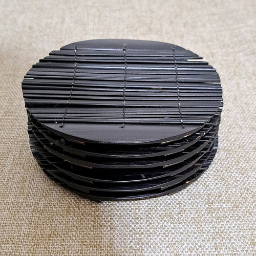Wooden coasters used, set of 6, diameter 12cm
