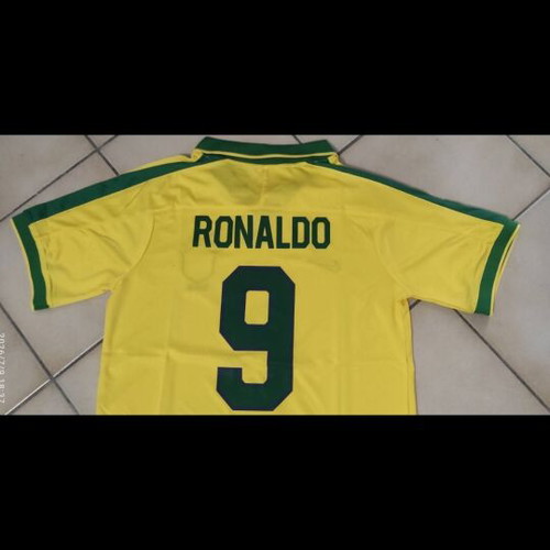 Brazil National Team 1998 World Cup Home Jersey with Ronaldo 9, Nike