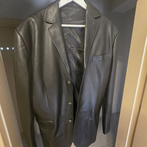 Berto Lucci men's leather jacket black like new, size 54