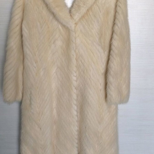Fur coat from Russia, handmade, beige ecru