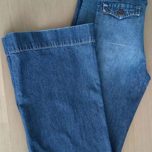 Jeans used with wide leg, low waist, blue