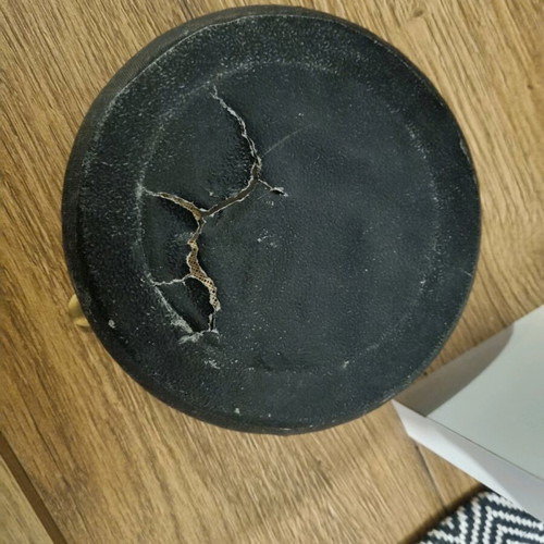 Vintage ashtray used with embroidery and tear