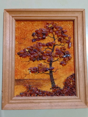 Amber artwork frame used, 1960s-70s art piece