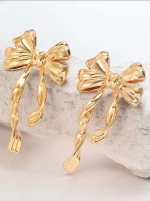 Earrings with bows new, gold color, hypoallergenic