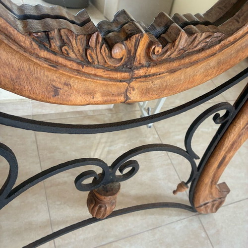 Decorative mirror made of solid walnut wood, like new, 1965