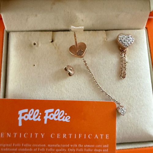 Folli Follie earrings new, beige, with certificate of authenticity