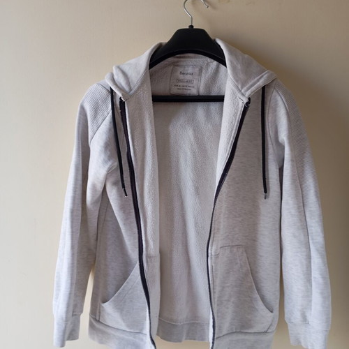 Bershka unisex grey hoodie with zipper