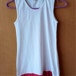 Καλοκαιρινό φόρεμα άσπρο με κόκκινο τελείωμα, για κορίτσι 9-10 ετών σχεδόν αφόρετο
