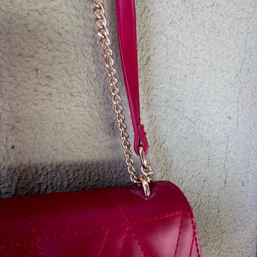 Kallys Mini Shoulder Bag Like New, Red with Gold Chain
