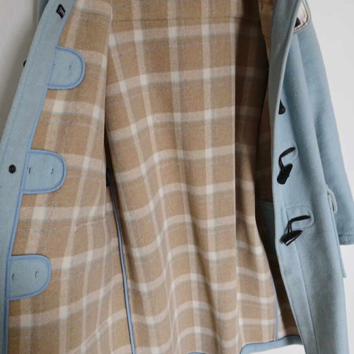 Gloverall Montgomery coat with hood like new, size XL, baby blue