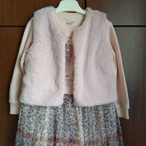 Girls' dress new 2-3 years set with pink pastel vest