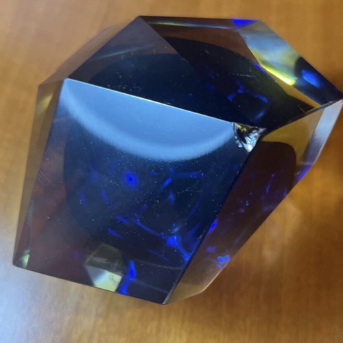 Vintage Murano σταχτοδοχείο cobalt blue μεταχειρισμένο, χειροποίητο ιταλικό γυαλί