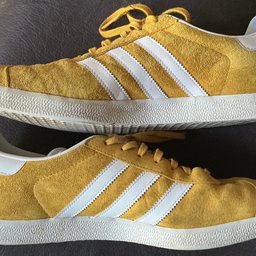 Adidas Gazelle men's casual shoes size 45 used yellow mustard