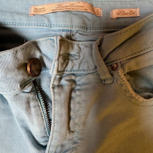 Zara denim pants used, turquoise, size XS