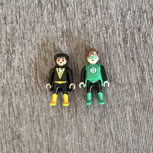 Kinder Playmobil Black Adam and Green Lantern figures like new