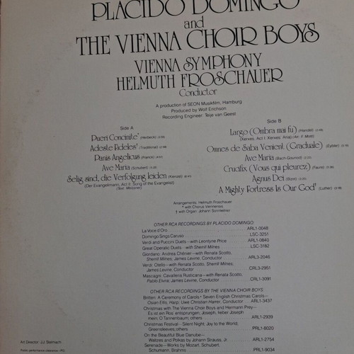 Placido Domingo And The Vienna Choir Boys LP like new, classical