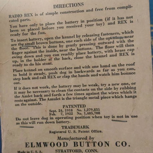 Παιχνίδι Radio Rex συλλεκτικό παλιό δεκαετίας 1920