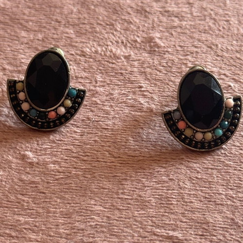 Earrings like new, black and multicolor