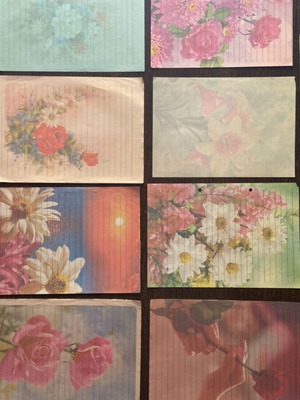 Vintage letter writing paper set of 10 with floral and sunset motifs