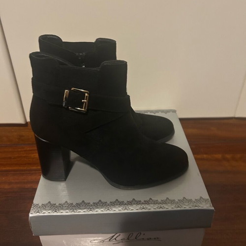 Black Suede Texture Ankle Boots Like New