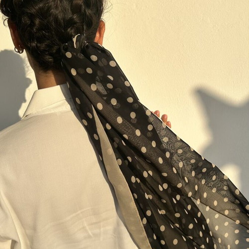 Achilleas Accessories polka dot scarf, black and beige
