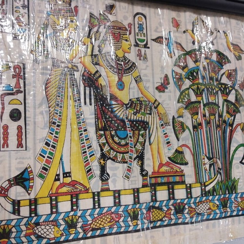 Egyptian papyrus set of 3 pieces like new with mythological scenes