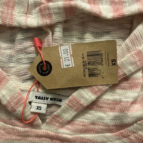 Tally Weijl sleeveless striped hoodie XS, pink and white