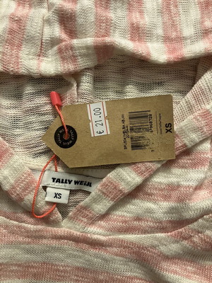 Tally Weijl sleeveless striped hoodie XS, pink and white